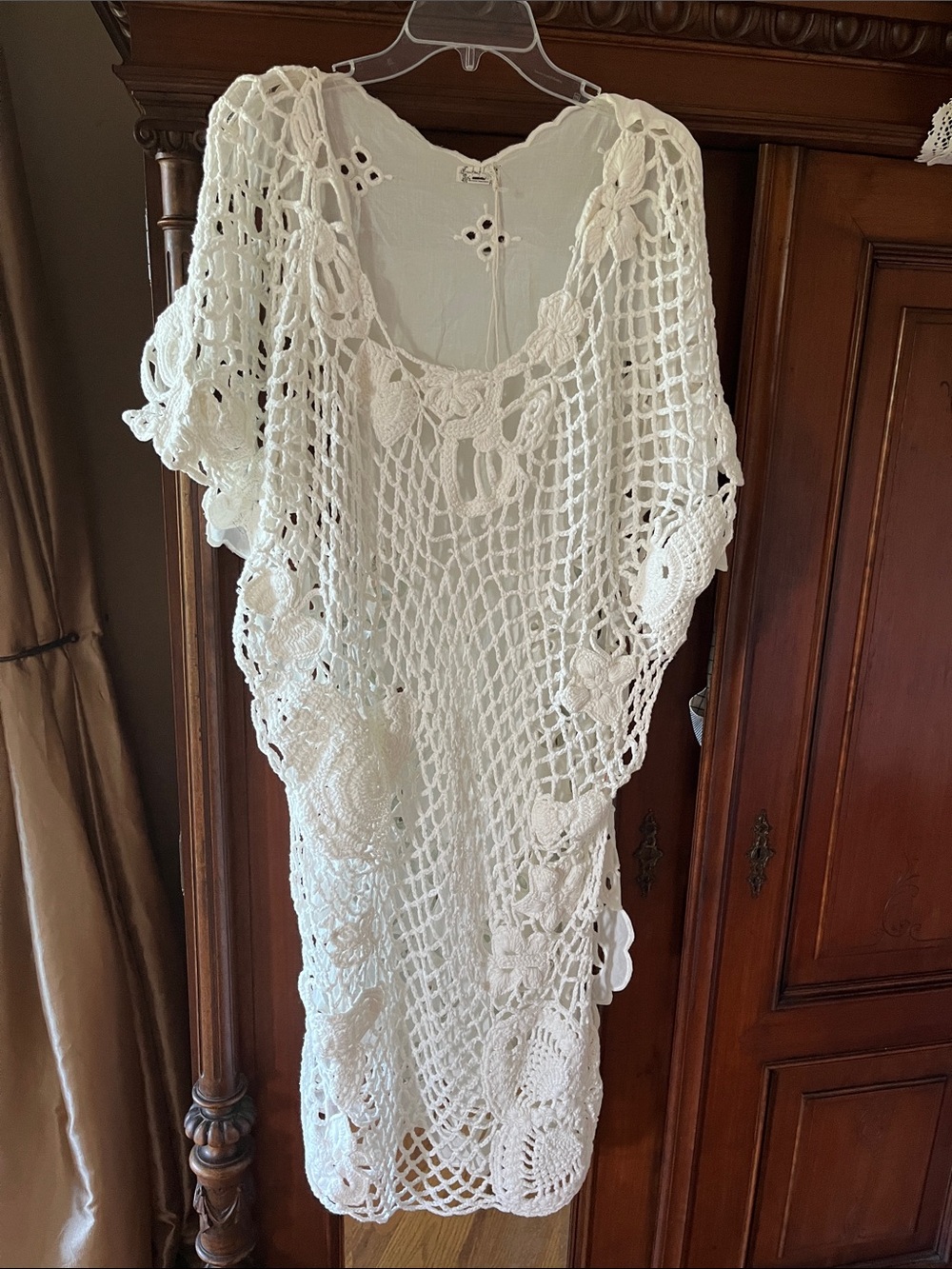 NWOT- Free People Crochet Knit Swim Coverup in Cream White